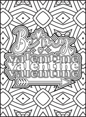 Valentine's Day Quote Coloring Page. Valentine's Day Coloring Page for Adults.