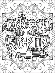 Valentine's Day Quote Coloring Page. Valentine's Day Coloring Page for Adults.