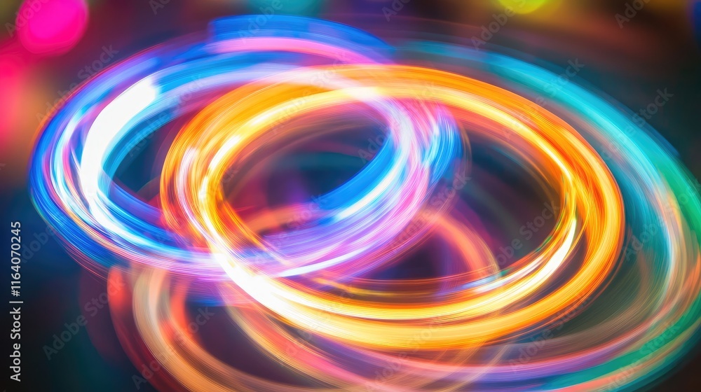 Poster colorful blurred abstract light spectrum with retro bokeh circles and vibrant motion effects for dyn