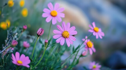 Desert wildflowers blooming vibrantly after heavy rainfall showcasing nature's resilience and beauty in arid landscapes