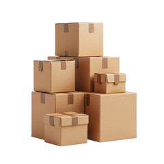 Neatly Stacked Brown Cardboard Boxes with Textured Surfaces