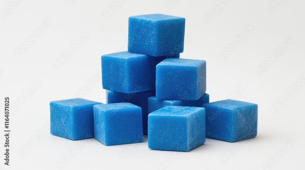 Aufkleber blue cubes arranged in a stack with a white background showcasing their geometric design and texture