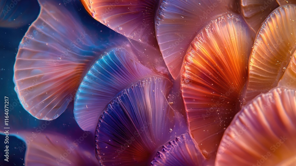 Poster vibrant and intricate shell patterns with a colorful abstract background showcasing nature's beauty 