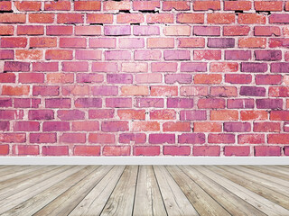 Empty room interior with vintage brick wall for background