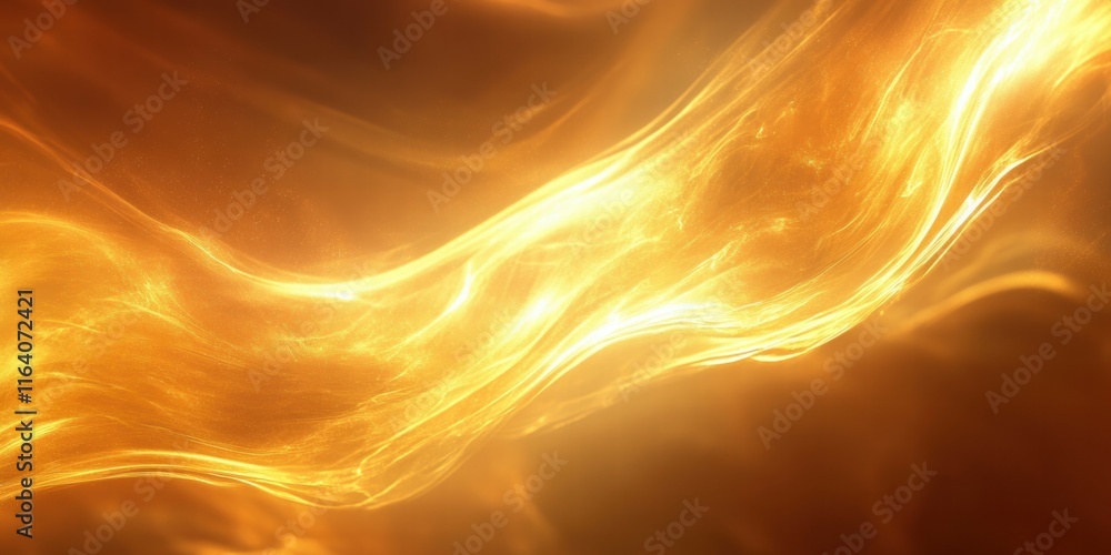 Poster an abstract representation of flowing golden light, evoking warmth and energy.