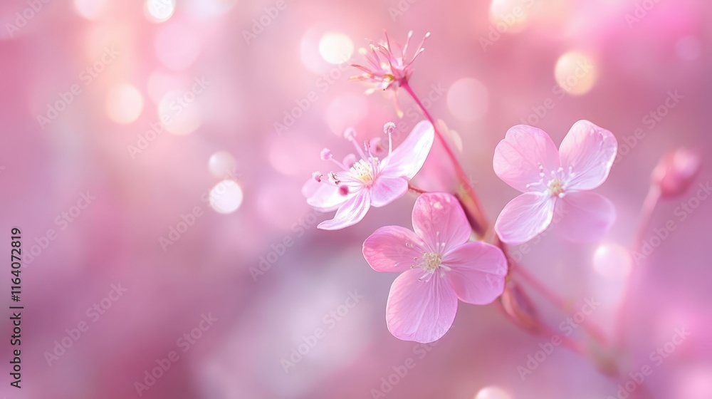 Aufkleber delicate wild radish flowers in soft focus with a dreamy bokeh background creating an enchanting flo