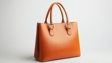 Stylish brown leather handbag with sleek design positioned on a white background showcasing elegance and modern fashion aesthetics