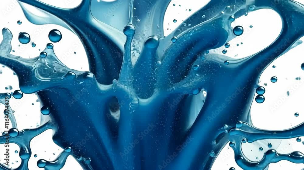 Poster 3d abstract vibrant and dynamic visual of blue paint splash against a transparent background, perfec
