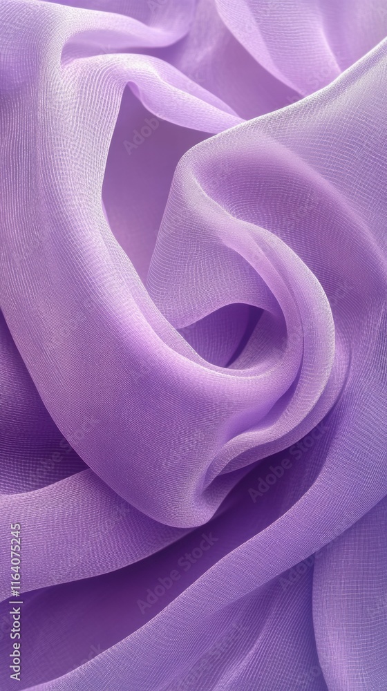 Poster a close-up of soft, flowing lavender fabric, showcasing its texture and color.