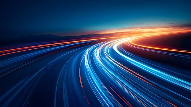 Speeding Vehicle Trails at Sunset, Vivid Night Drive - Powered by Adobe