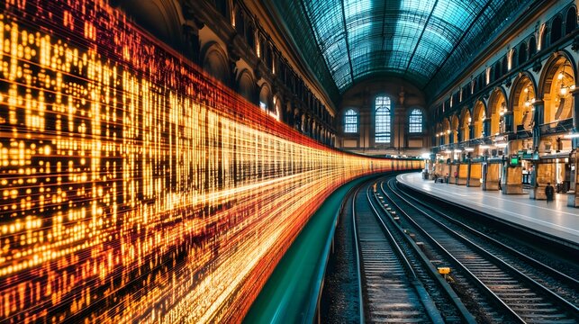 Data Streams Flowing Through Train Station