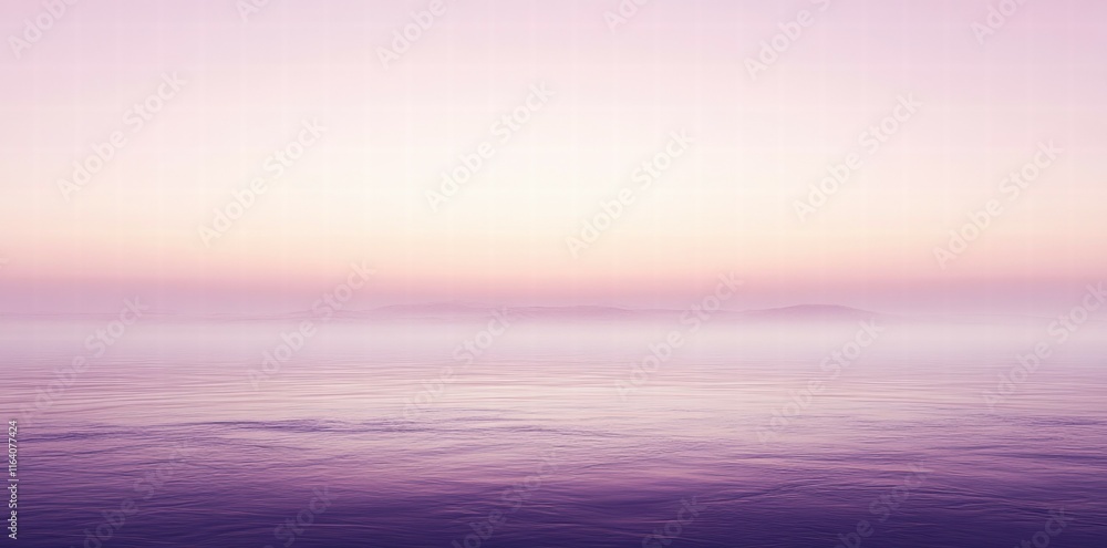 Poster a serene seascape at dawn with soft pastel colors blending into the horizon.