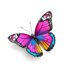 Obraz premium Colorful butterfly with blue, pink and yellow wings