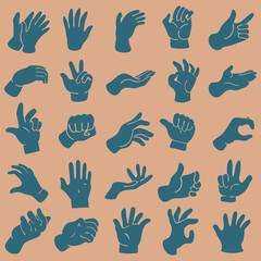 set of hand gesture design element