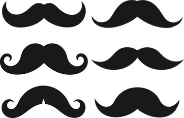 Set of hipster mustache icon vector. Moustache Silhouette. Different mustache collection. Vector illustration