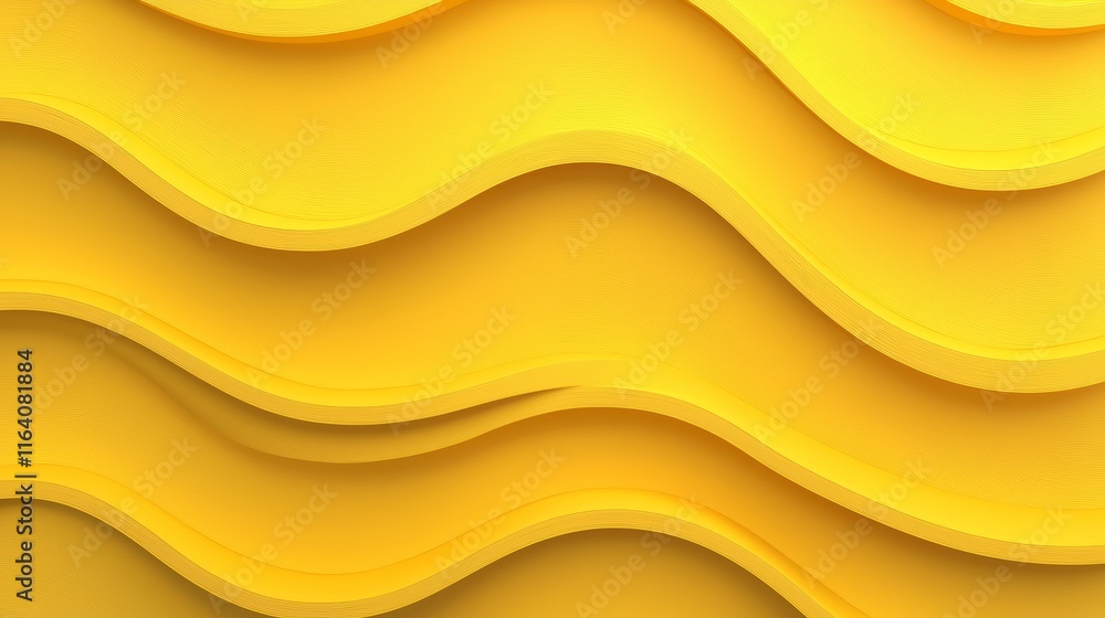 Poster abstract folded paper design. vibrant yellow background. maze formed from paper. 3d rendering