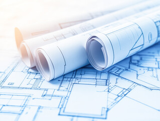 Architectural blueprints design studio technical drawing creative workspace