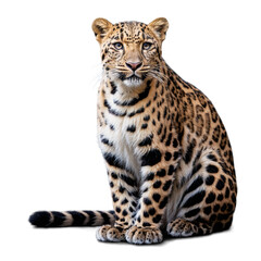 Fototapeta premium Critically endangered amur leopard posing gracefully in natural habitat, emphasizing its beauty and rarity
