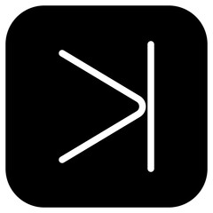 Vector arrow chevron with line right icon. Black, white background. Perfect for app and web interfaces, infographics, presentations, marketing, etc.