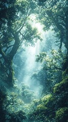 Obraz premium ethereal forest mist wallpaper