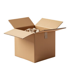 Sturdy Cardboard Moving Box with Textured Surface and Packing Material