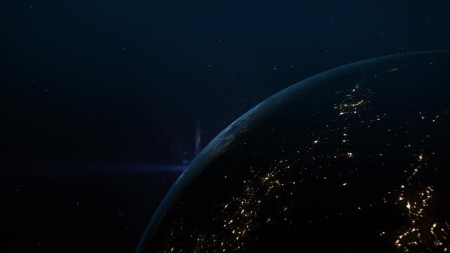  4K Earth in Deep Space with Sun