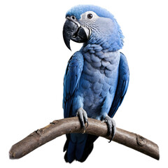 Obraz premium Rare Spix's macaw perched on a branch showcasing its vibrant blue feathers in a closeup view