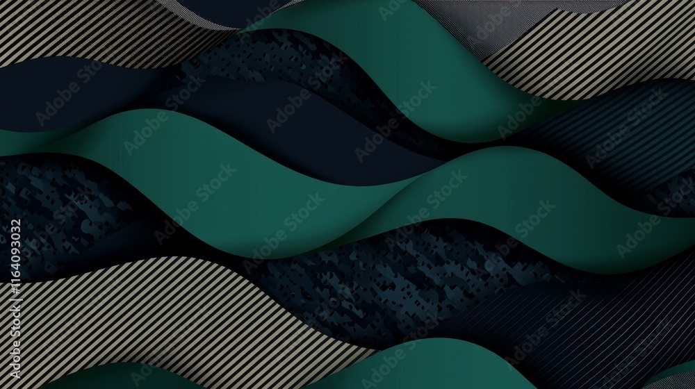 Poster a futuristic minimalist wallpaper with a dark green abstract technology background. it includes a 3d