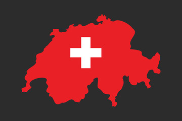 Map of Switzerland with the national flag of Switzerland, Switzerland flag vector graphic, Switzerland country flag is a symbol of freedom, National Switzerland flag, vector illustration
