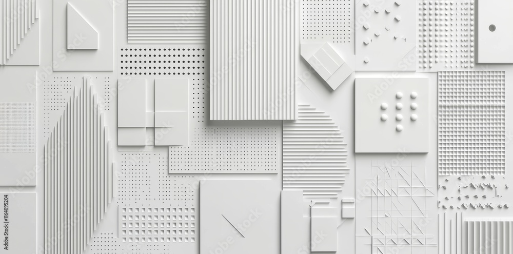 Poster background wallpaper banner geometry pattern is made of randomly positioned and scaled white cube bo