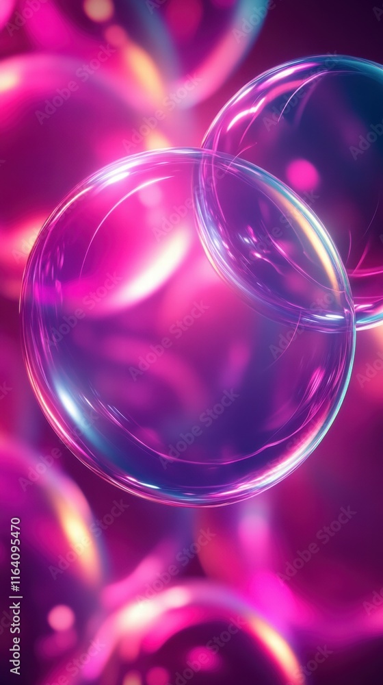 Poster A vibrant abstract image featuring colorful soap bubbles against a blurred background.