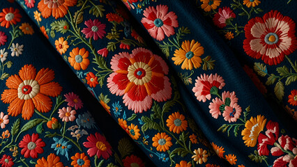A Colorful Floral Pattern with Vibrant Blossoms A Beautiful, Intricate Design Celebrating Nature's Elegance