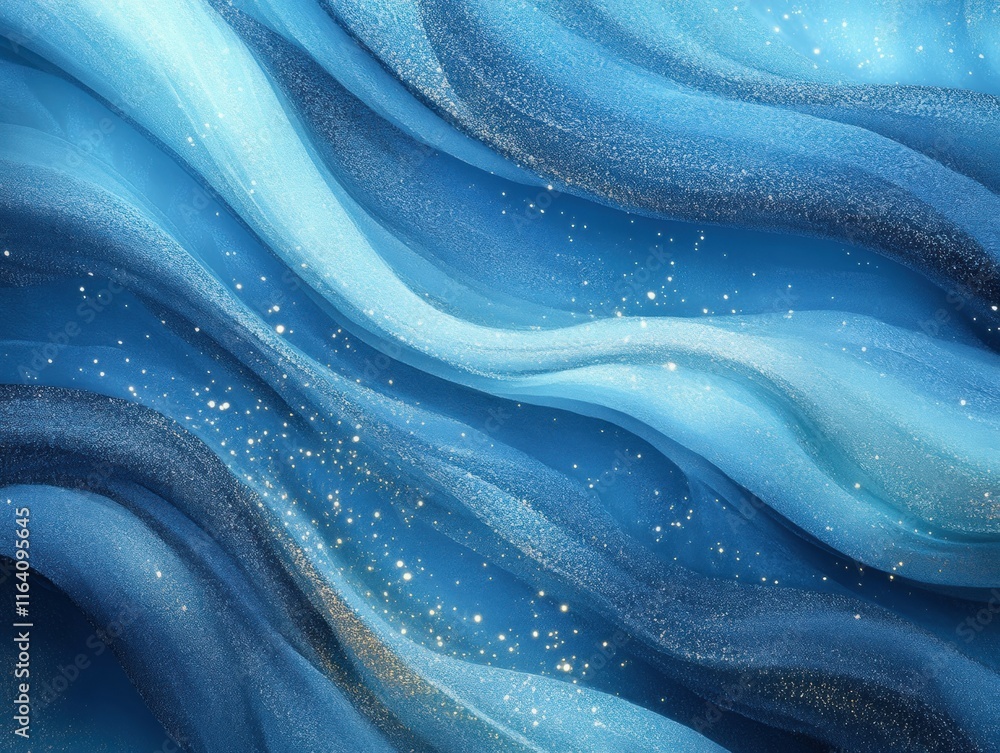 Aufkleber abstract waves of blue with sparkling elements, evoking calmness and fluidity.