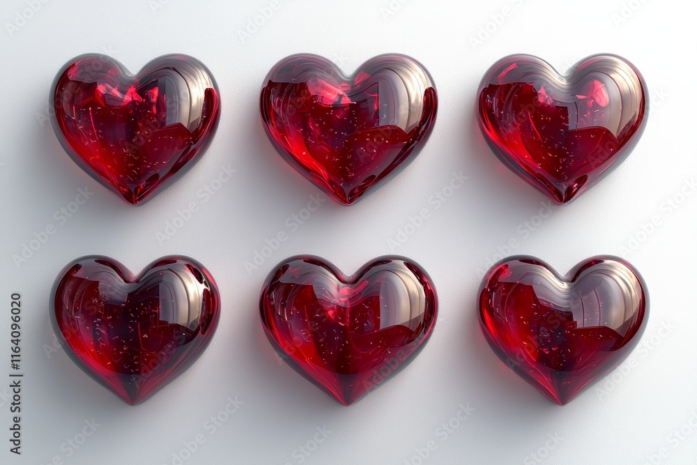 Poster a visually appealing 3d red heart object placed on a pink background, ready for graphic design with 