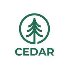 Cedar pine tree logo nature organic environment icon symbol illustration