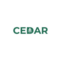 Cedar pine tree logo nature organic environment icon symbol illustration