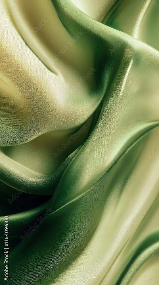 Poster abstract image of flowing green and cream fabric, evoking softness and elegance.