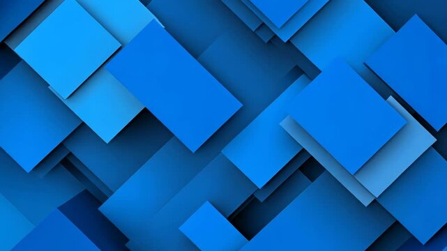Abstract blue geometric pattern featuring layered rectangles in varying shades and sizes, creating a modern design aesthetic