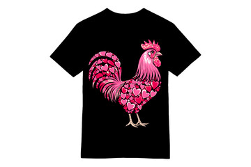 Heart-Filled Rooster Valentine's Day T-Shirt