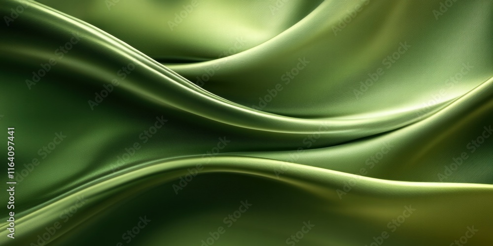 Poster a smooth, flowing fabric in varying shades of green, creating a serene and elegant effect.