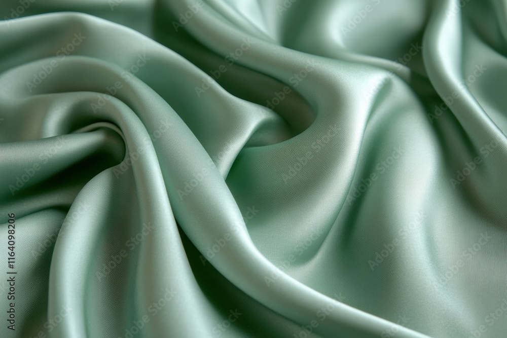 Poster a close-up of smooth, mint-colored fabric showcasing its texture and sheen.