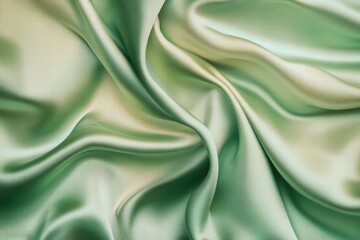Fototapeta premium A close-up of smooth, flowing green satin fabric, showcasing its texture and sheen.