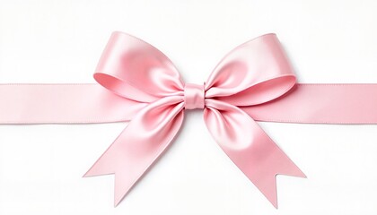 Elegant Pink Satin Bow Isolated on White Background for Gifts and Craft Projects Display
