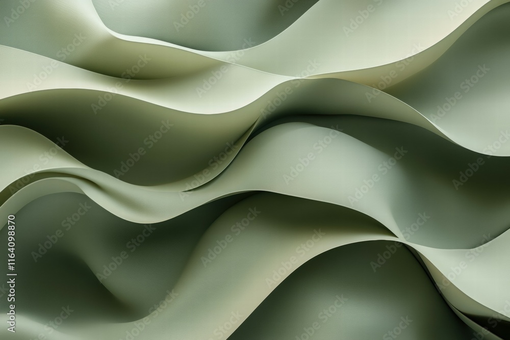 Poster Abstract wavy patterns in soft green tones create a soothing visual texture.