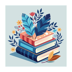 Books vector collection. Stack of colorful books. Reading concept in flat vector design