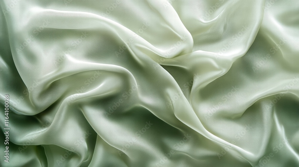 Poster a close-up of smooth, flowing fabric in a soft green hue.