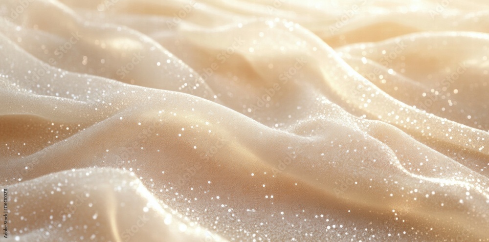 Poster A close-up of soft, flowing fabric adorned with subtle shimmering particles.