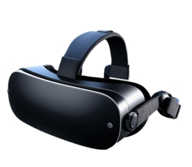Realistic rendering of a sleek VR headset showcasing modern design and advanced technology for immersive experiences