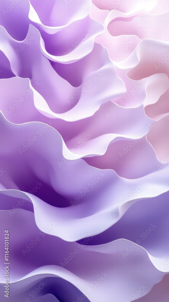 Poster Abstract waves in soft purple hues create a serene and calming visual effect.