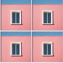 Seamless print of a window on a powder blue house.
Seamless pattern architecture.